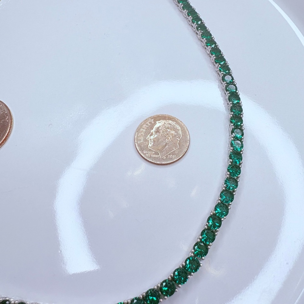 4MM Green Cubic Zirconia Tennis Chain Necklace (NWOT) - Picture 6 of 11